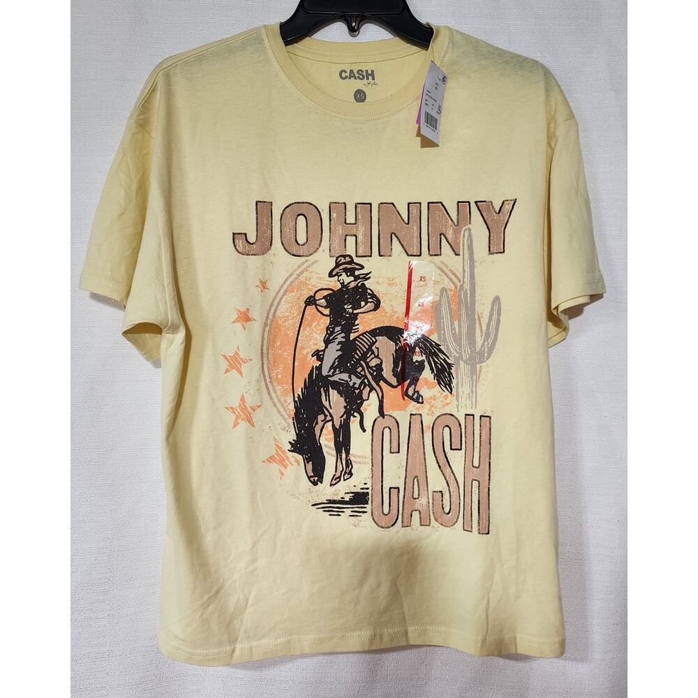 Johnny cash yellow men's shirt Size XS-faded